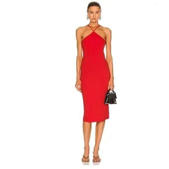 Fleur Du Mal High Neck Halter Slip Dress in Red - Size M - Picture 1 of 11